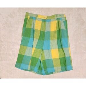 Vintage Pendleton 100%‎ Linen Multicolor Plaid Shorts Women's Size 8